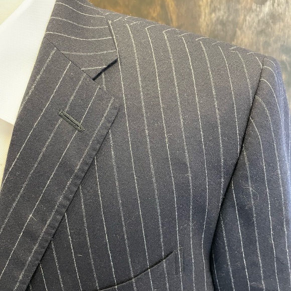 Polo Ralph Lauren Made in Italy Vintage Pin Stripe Wool Suit in Navy Size 46 R - Picture 3 of 16